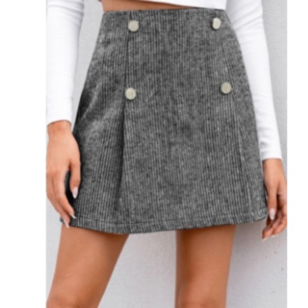Cupshe Gray A-Line Mini Skirt Pleated Casual